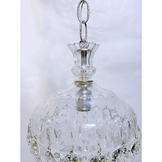 Traditional 1950s Italian Hand Cut Glass Dish Basket Chandelier For Sale - Image 3 of 7