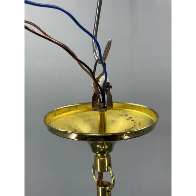 Art Deco Pendant Light in Brass and Opaline Glass, 1930s For Sale - Image 10 of 13