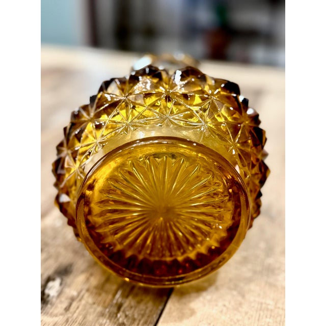 Stunning Vintage Amber Glass Le Smith Diamond Butt Swung Vase MCM Gorgeous Mouth For Sale - Image 4 of 8