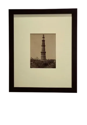 Antique Photograph of Column Quatab Minar, Delhi India