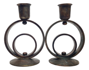 Art Deco Brass Candlesticks, 1930s, Set of 2