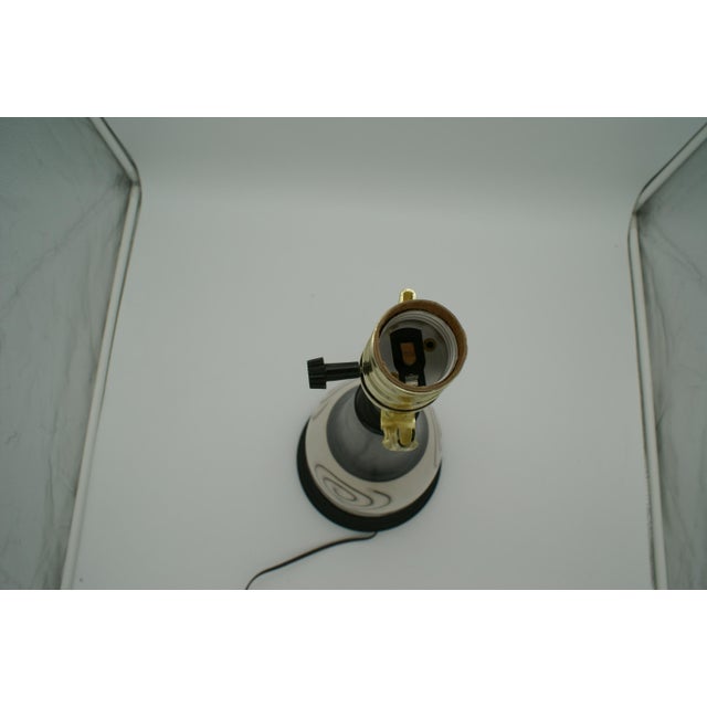 Late 20th Century Late 20th Century Black & Ivory Spiral Chulucanas Longneck Vase Pottery Lamp For Sale - Image 5 of 7