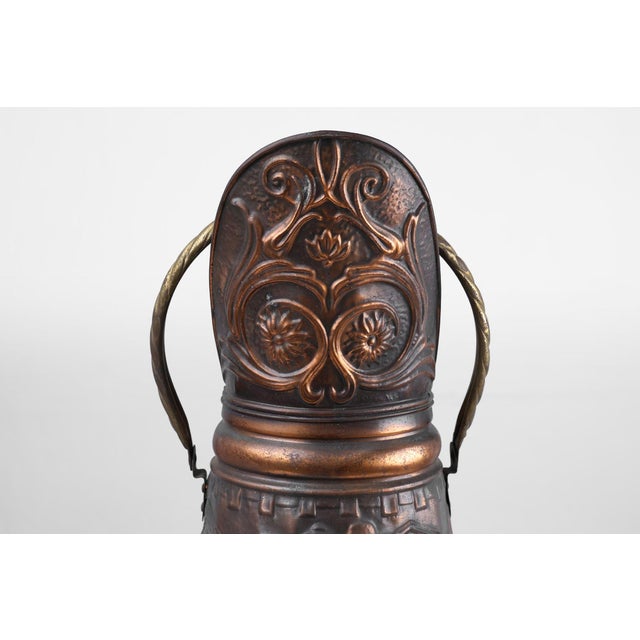 Mid-Century Modern Copper Umbrella Stand with Hammered Relief, 1890s For Sale - Image 3 of 13