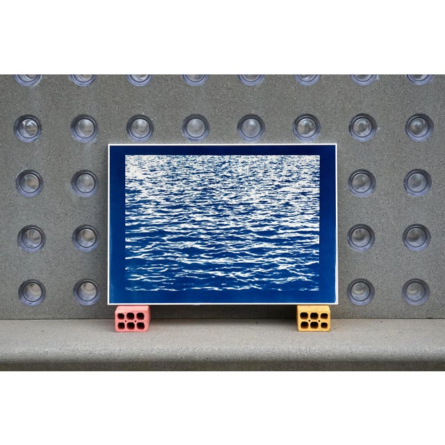 2010s 100x70cm/ Mediterranean Blue Sea Waves / Large Cyanotype Print on Watercolor Paper /Limited Edition / For Sale - Image 5 of 11