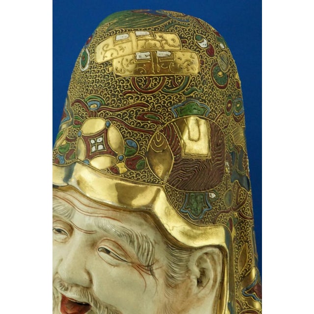 Large 19th Century Meiji Period Porcelain Sculpture of a Holy Monk from Satsuma, Japan, Late 1800s For Sale - Image 14 of 18