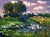 Oil Painting Geese Are Swimming in the Lake Oksana Ivanyuk For Sale