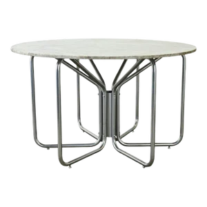 French Midcentury Metal and Marble Center Table