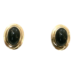 1980s Givenchy Black Onyx Gold Plated Earrings, 2 Pieces