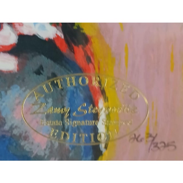 Late 20th Century Zamy Steynovitz Oil Paint Embellished Serigraph Bridal Bliss Listed Artist For Sale - Image 4 of 4