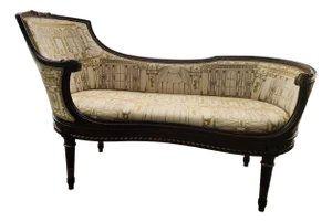 Vintage French Regency Fainting Couch With Ornate Upholstery