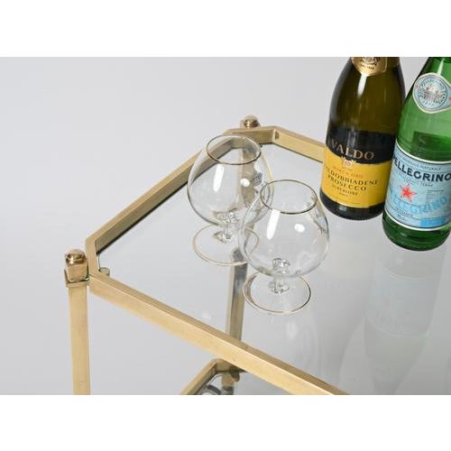 1970s Mid-Century Modern French Bar Cart in Brass from Maison Jansen, 1970s For Sale - Image 5 of 14
