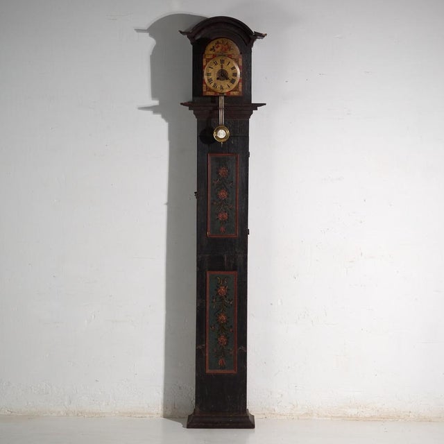 Metal Longcase Clock in Painted Pine, Central Europe, 1850 For Sale - Image 7 of 18