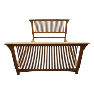 Michael Howard Oak Contemporary Mission Style Queen Size Bed For Sale