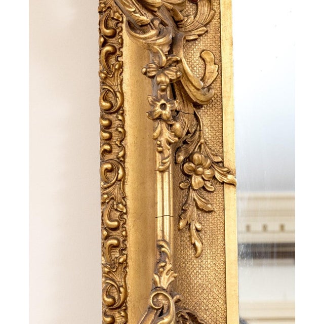 Wood Large Victorian Rococo Revival Giltwood Wall Mirror, C. 1880, Ornately Carved Louis XV Style For Sale - Image 7 of 11