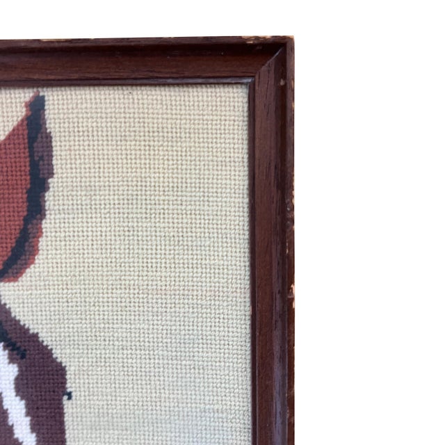 Framed Vintage Equestrian Needlepoint Horse Portrait, Signed & Dated 1978 For Sale - Image 4 of 8