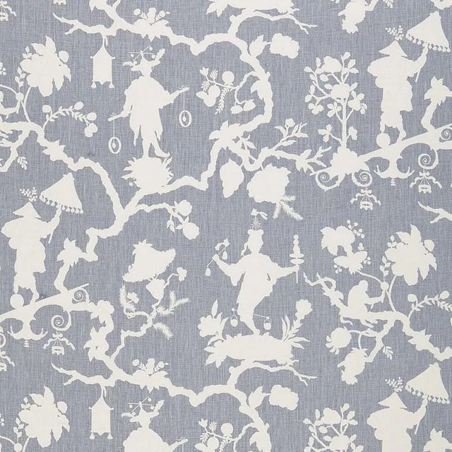 Sample - Schumacher Shantung Silhouette Print Fabric in Wisteria For Sale