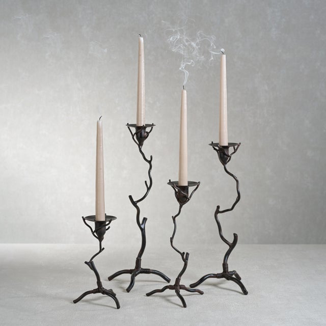 Brunel Twig Design Wrought Iron Candleholder, 8" For Sale - Image 4 of 4