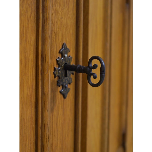 1950s German Mid Century Modern 3 Piece Oak Bookcase Cabinet For Sale - Image 9 of 17