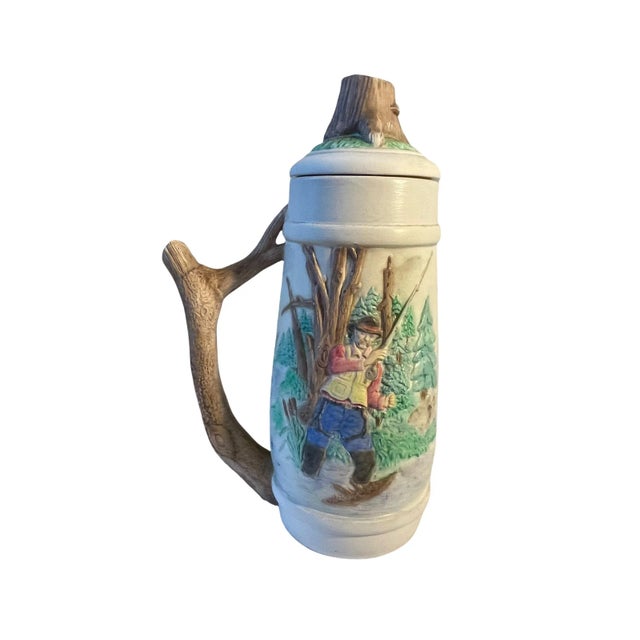 American 1960s Hand Painted 3-Dimensional Sculpted Porcelain Fish Rustic Scene Lidded Decorative Vessel For Sale - Image 3 of 12