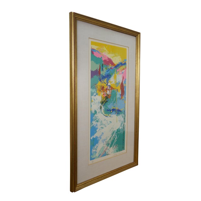 Modern LeRoy Neiman 1973 Signed Downhill Olympic Skier Serigraph Print 36" For Sale - Image 3 of 13
