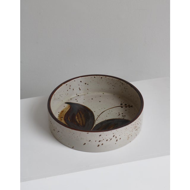 Large Floral Stoneware Bowl attributed to Søholm Pottery, Denmark, 1970s For Sale - Image 3 of 14