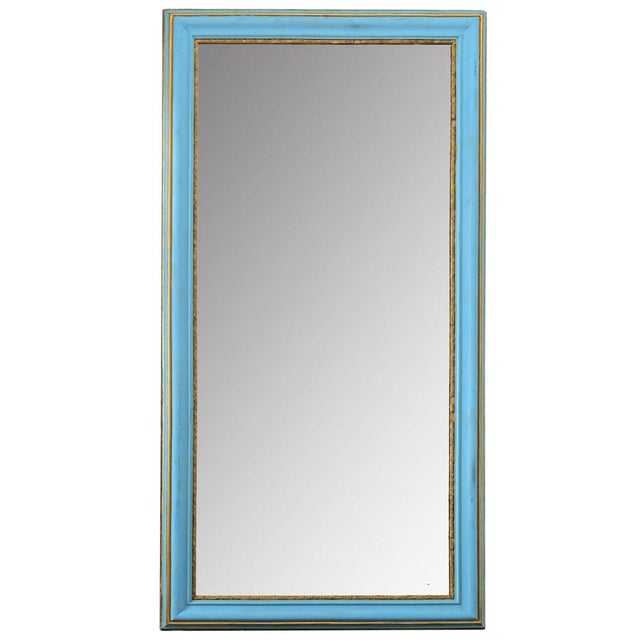 Blue Large French 19th Century Mirror with Recent Blue Paint For Sale - Image 8 of 8