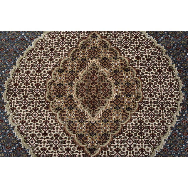 Tabriz Mahi Rug 10'1'' X 14'5'' Blue Wool Traditional Hand-Knotted Carpet For Sale In Philadelphia - Image 6 of 15