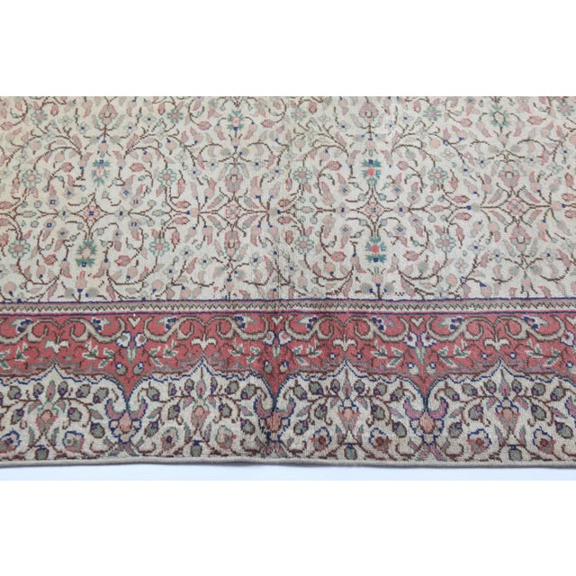 Vintage Kayseri Hand-Knotted Wool on Cotton Area Rug - All-Over Floral Design -4' 7'' X 6' 11'' For Sale - Image 9 of 11