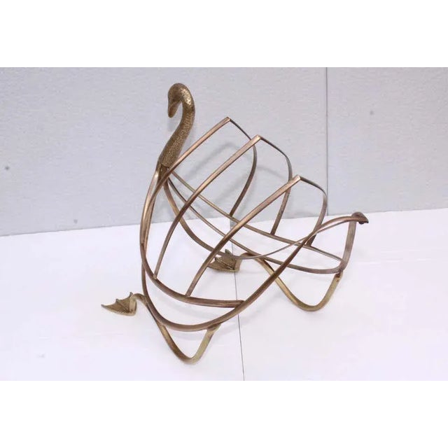 Metal Maison Jansen Brass Magazine Holder For Sale - Image 7 of 13