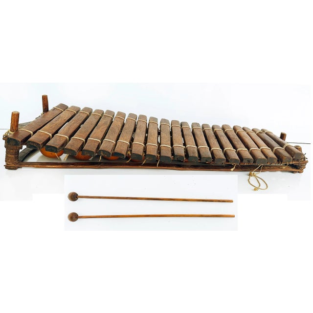 20th-Century Rustic African Xylophone With Wood, Gourds, Rope and Mallets For Sale - Image 13 of 13