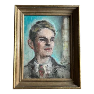 Antique 1930’s Oil Painting on Canvas Portrait of a Young Man