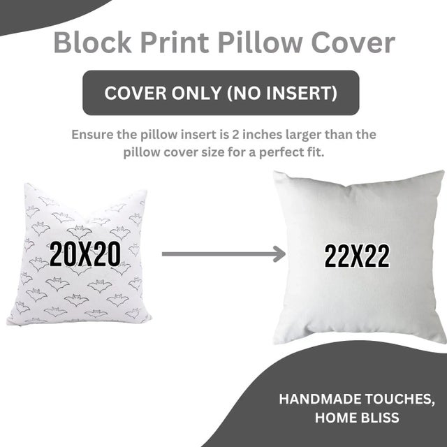 Fabdivine Haunted Harvest Vibes Spooky Elegance Handmade Block Print Pillow Covers for Fall Size-20x20 For Sale - Image 6 of 6