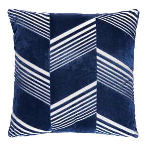 Schumacher x Victor Glemaud Jessie Cut Velvet 20" Pillow in Navy on White