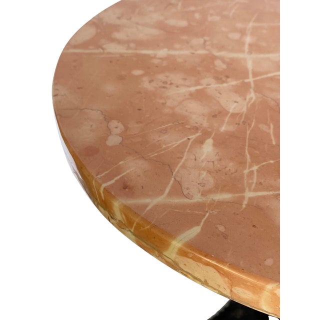 Metal Pair of Iron and Brass Drink Tables With Polished Rojo Marble Tops For Sale - Image 7 of 16