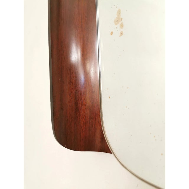 Wood Curved Teak Wall Mirror, Italy, 1960s For Sale - Image 7 of 12