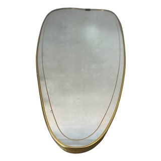 Vintage Mirror in Aluminum Brass and Glass, 1950s For Sale