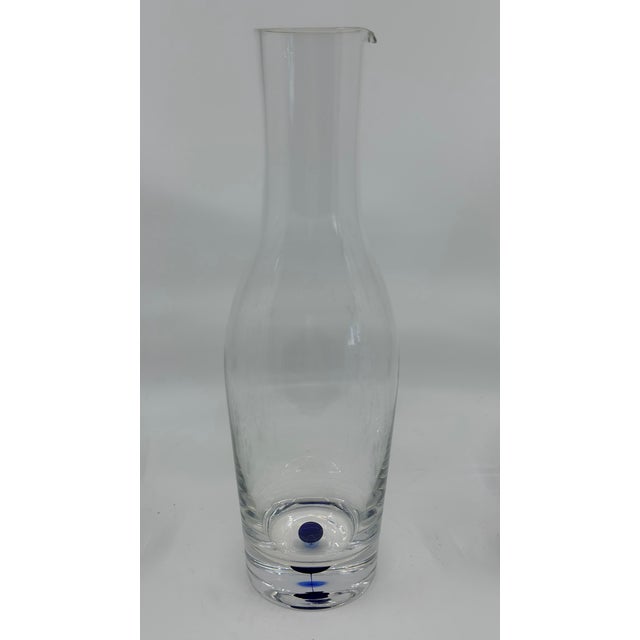 Blue Dot Intermezzo Orrefors Crystal Carafe and 8 Drinks Glasses For Sale In Savannah - Image 6 of 6