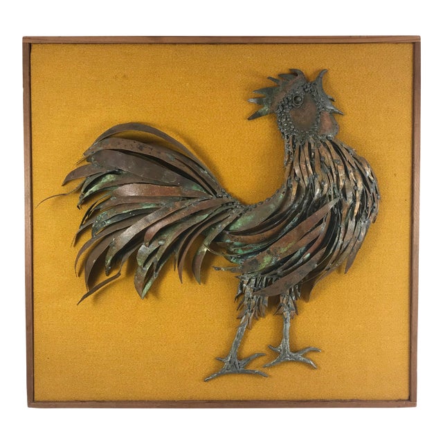 20th Century Country Mounted Metal Rooster Wall Sculpture Chairish