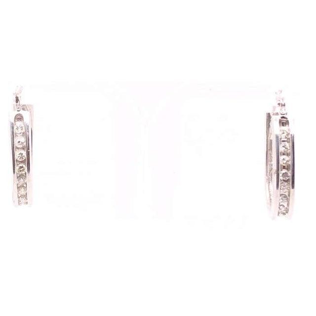 Modern 14 Karat White Gold Diamond Half Hoop Earrings For Sale - Image 3 of 9
