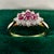 Mid-Century Modern Vintage Ruby and Diamond Cluster Ring, 1980s For Sale - Image 3 of 15
