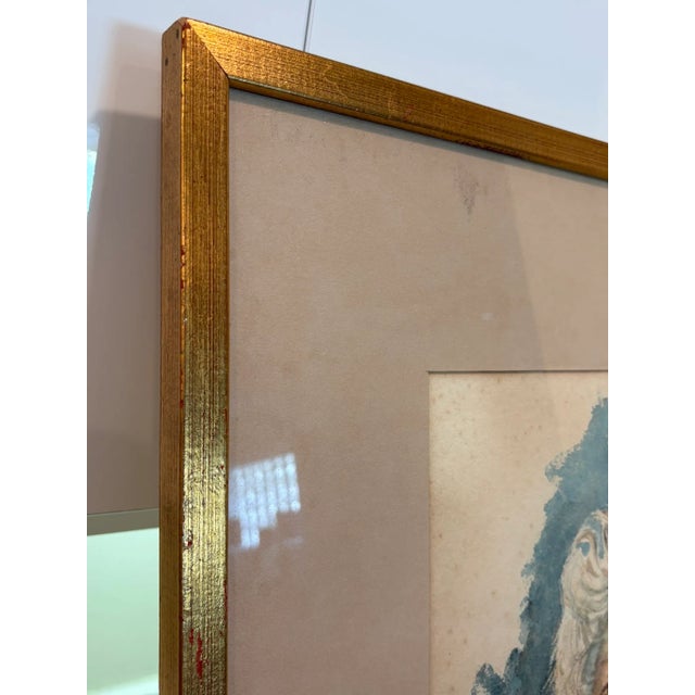 Vintage Watercolor Portrait of Old Man With Beard Original & Signed Gilded Wood Frame This expressive vintage watercolor...