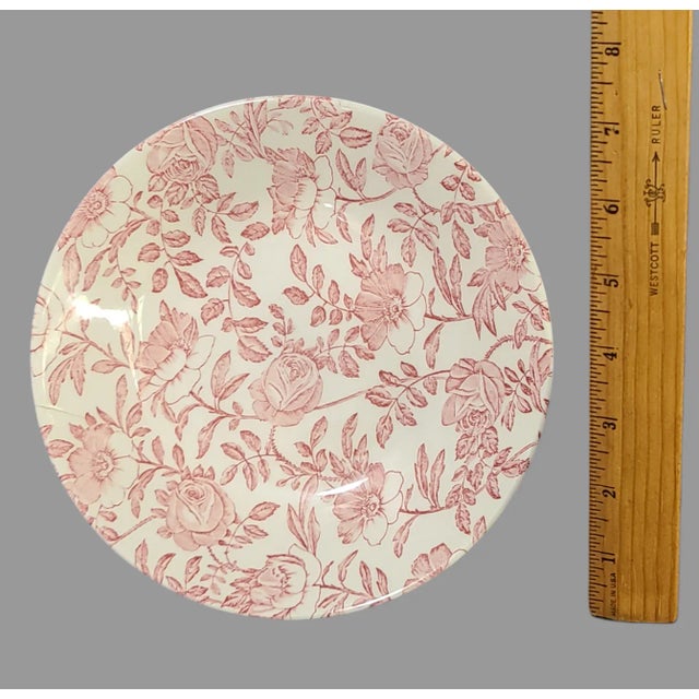 Ceramic Vintage Set of 4 English Churchill Pink Peony Toile Bowls For Sale - Image 7 of 8