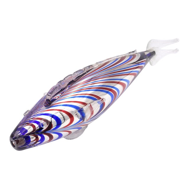 Vintage Murano Large Glass Mirrored Fish, Italy For Sale