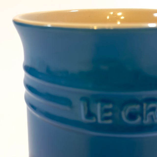 Ceramic Le Creuset 1 Liter Deep Teal Ombré Stoneware Utensil Crock - Out of Production For Sale - Image 7 of 9