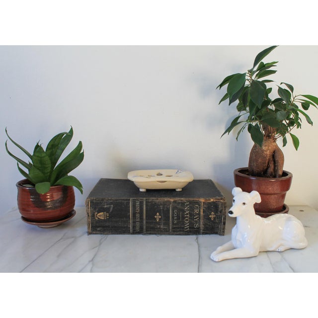 Farmhouse Vintage Footed Studio Art Pottery Soap Dish W/ Dove Motif For Sale - Image 3 of 5