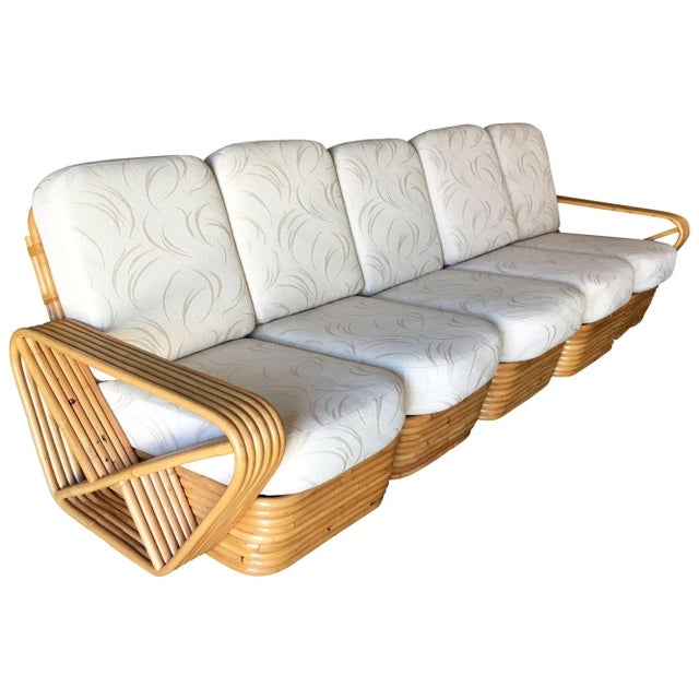 Art Deco six-strand square pretzel style, five-seat sectional sofa. This sofa features the famous six-strand square...