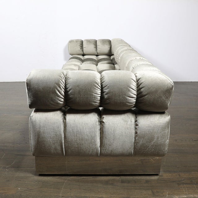 Platinum Mid-Century Harvey Probber 4-Piece Deep Tufted Modular Sofa in Platinum Velvet For Sale - Image 8 of 17