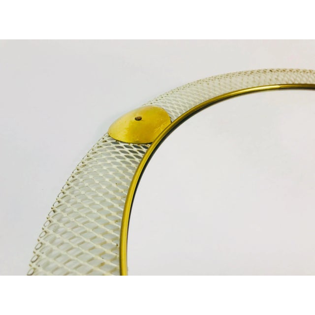 Metal Mid-Century Italian Round Metal and Brass Mirror, Italy For Sale - Image 7 of 10