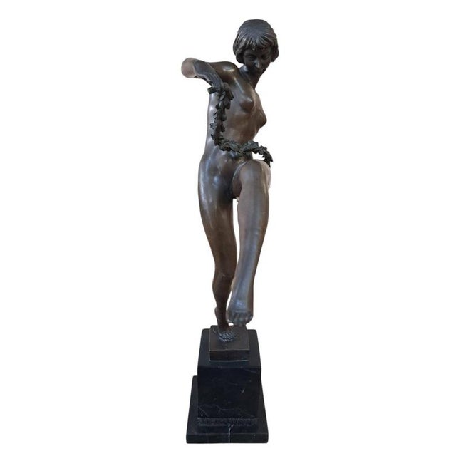 Vintage French Art Deco Bronze Lady Dancer Figurine, Large Antique, Pierre Faguays, 1920s For Sale - Image 14 of 18