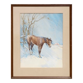 Mid Century Horse in Winter Landscape by William Ernest Smyth For Sale